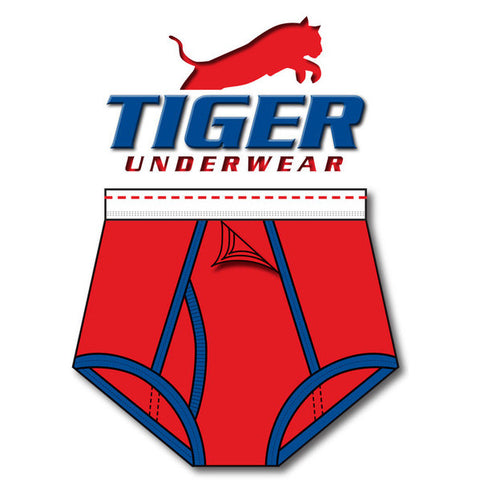 Men's Red with Blue Trim Training Brief - Tiger Underwear