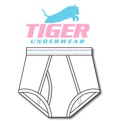 Mens Pink and Blue Double Dash Double Seat Briefs - Tiger Underwear
