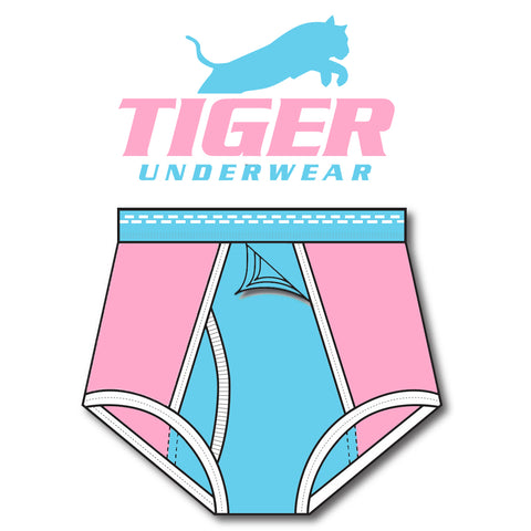 Boys Pink and Blue Training Brief - Tiger Underwear