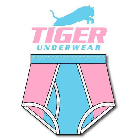 Boys Pink and Blue Double Seat Brief - Tiger Underwear