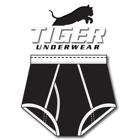 Tiger Underwear All White Men's Double Seat Mid Rise Brief and Double Baby  Pink/blue Dash Waistband 
