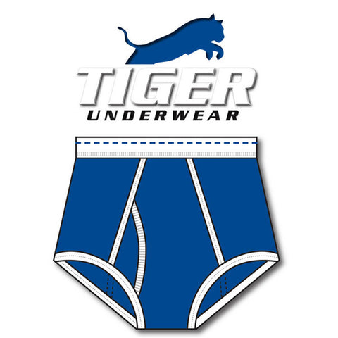 Boys Blue/White Double Seat Brief - Tiger Underwear