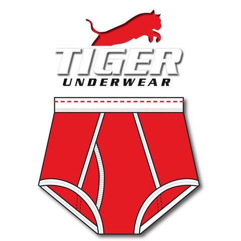 Boys Red/White Double Seat Brief - Tiger Underwear