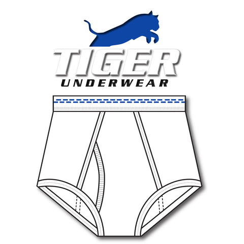 Boy's Double Blue Dash Zigzag Double-Seat Briefs - Tiger Underwear