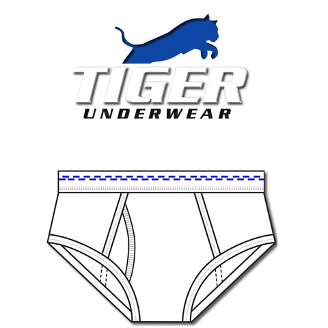 Boy's Double Blue Dash Zigzag Double-Seat Mid Rise Briefs - Tiger Underwear
