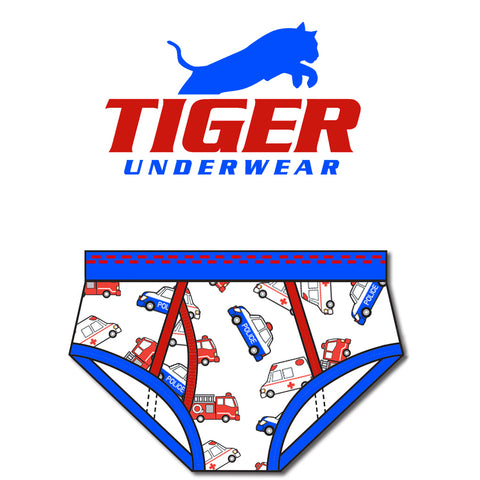 Boy's Emergency Double-Seat Mid Rise Briefs - Tiger Underwear