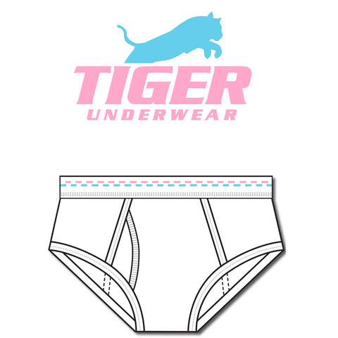 Men's Pink and Double Blue Dash Mid-Rise Briefs - Tiger Underwear