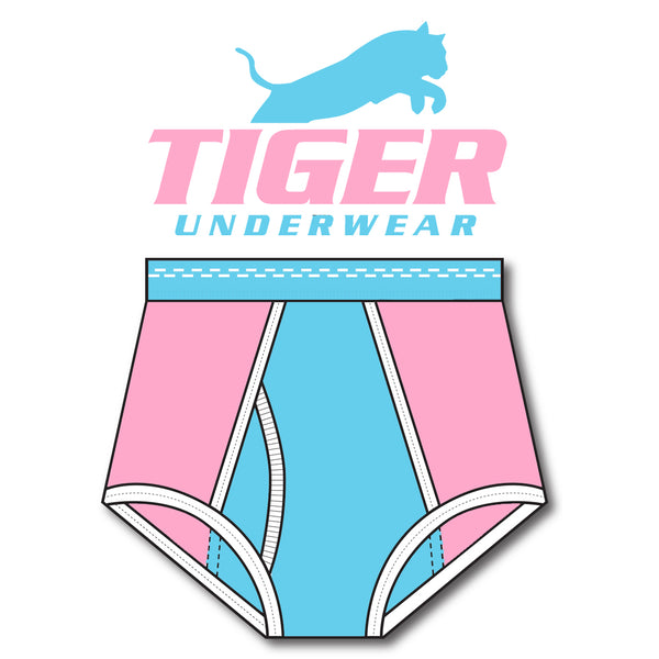 Men's Pink and Blue Double Seat Brief - Tiger Underwear