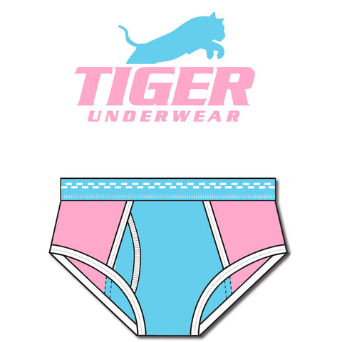 Men's Pink and Blue Dash Mid-Rise Briefs - Tiger Underwear