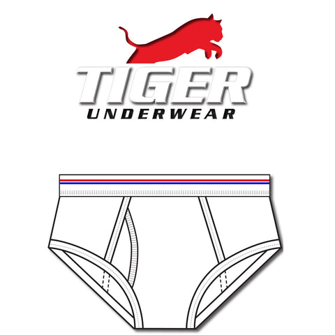 Men's Red and Blue Stripe Mid-Rise Briefs - Tiger Underwear