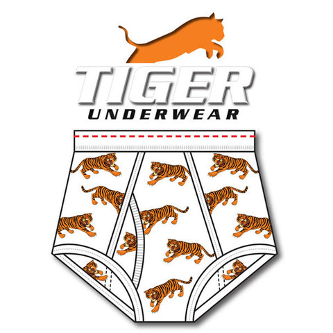 TIGER UNDERWEAR - Tiger Underwear original Full Cut Blue Dash Double-Back  Briefs are on sale for only $15.99 each. This inventory reduction sale is  for men's only size 32 inch waist. Don't